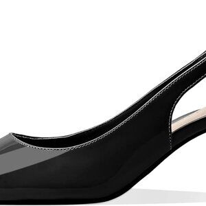 Women's Faux Leather Kitten Heel Pumps 2.5 Inch Pointed Toe Dress Shoes